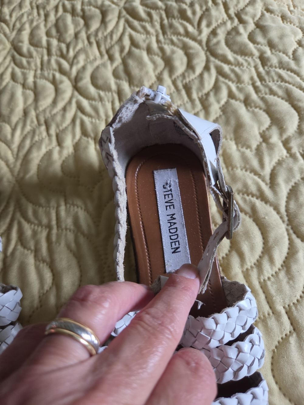 Steve Madden White Braided Leather Women's Sandals with Ankle Strap